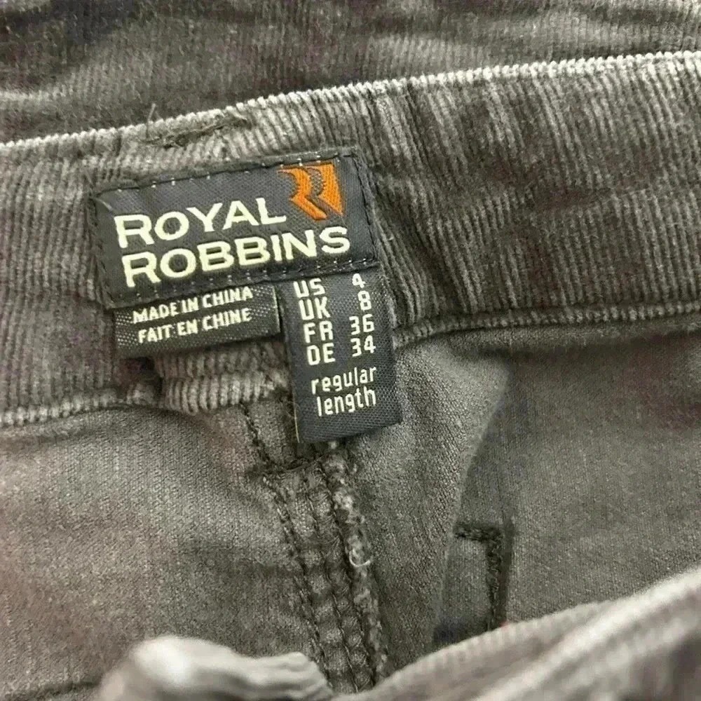 Royal Robbins Gray Corduroy Straight Leg Pants Womens Size 4 Regular Hiking - Picture 4 of 7